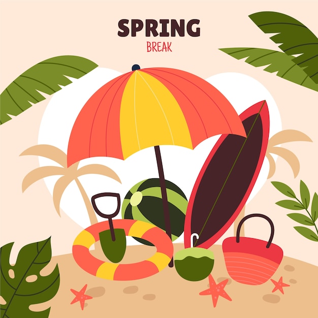 Flat spring break illustration