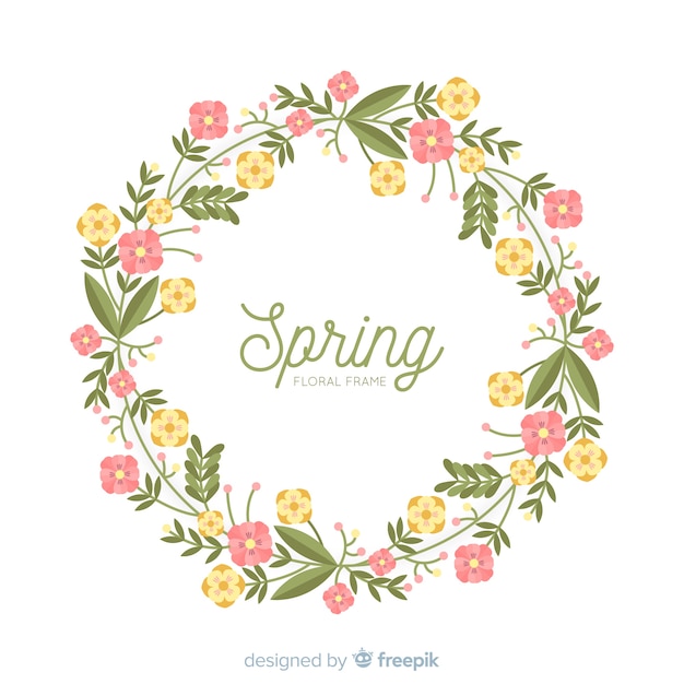 Flat spring floral frame