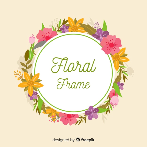 Flat spring floral frame