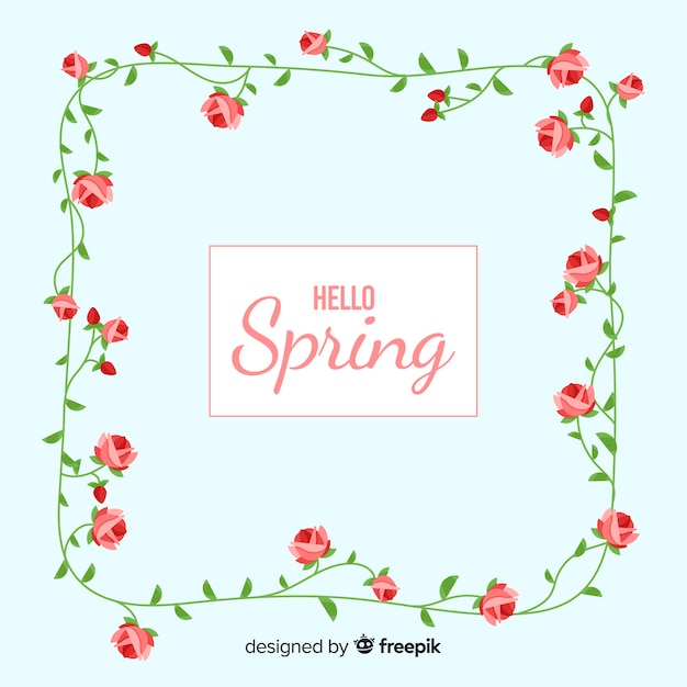 Flat spring floral frame