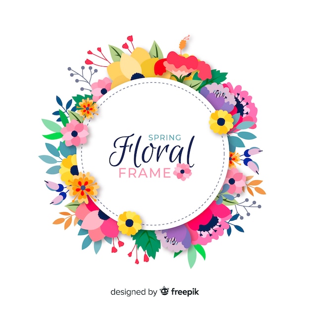 Flat spring floral frame