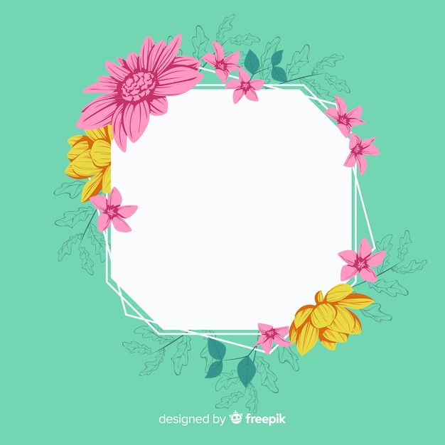 Flat spring floral frame