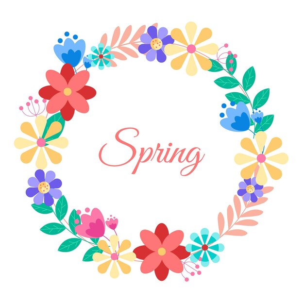 Flat spring floral frame