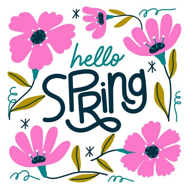 Flat spring floral lettering