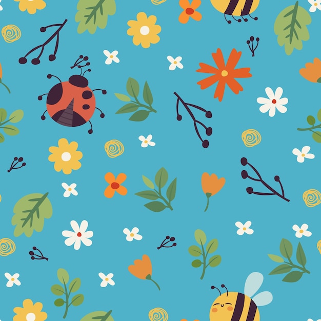 Flat spring floral pattern design