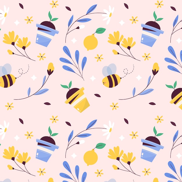 Free Vector flat spring floral pattern design