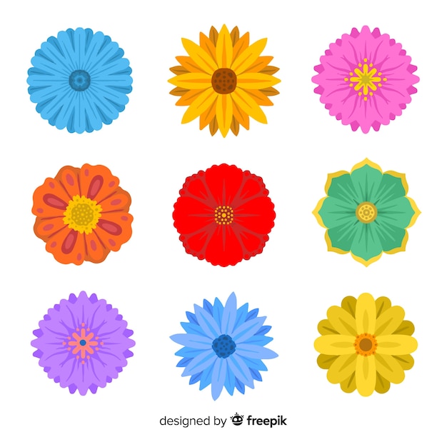 Free Vector flat spring flower collection