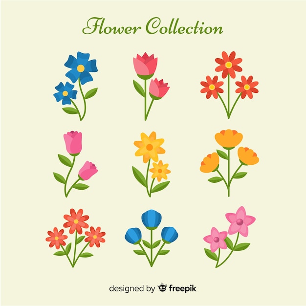 Flat spring flower collection