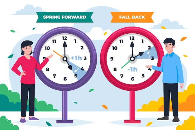 Free Vector flat spring forward / fall back illustration