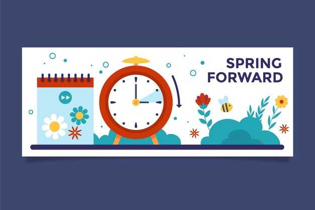 Flat spring forward horizontal banner