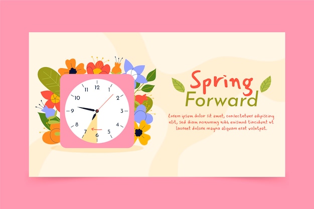 Flat spring forward horizontal banner