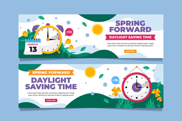 Flat spring forward horizontal banners set