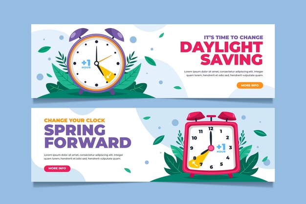 Flat spring forward horizontal banners set