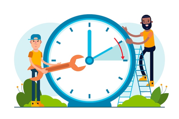 Flat spring forward illustration