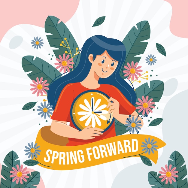 Free vector flat spring forward illustration