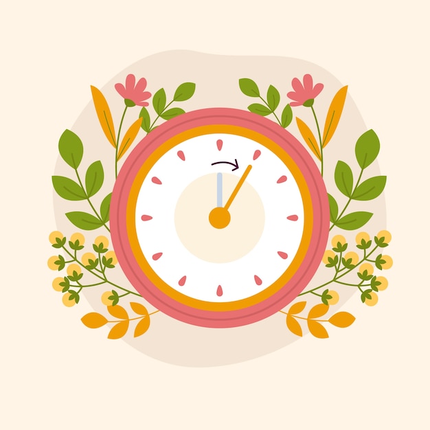 Flat spring forward illustration