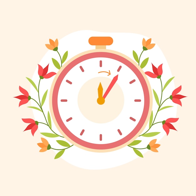 Flat spring forward illustration