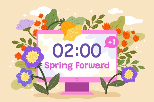 Free Vector flat spring forward illustration