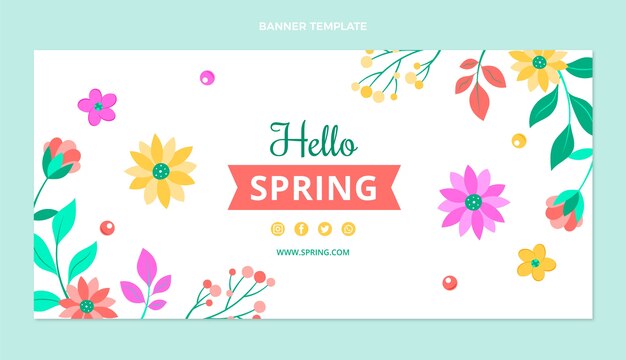 Flat spring horizontal banner template