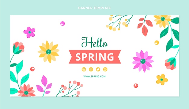 Flat spring horizontal banner template