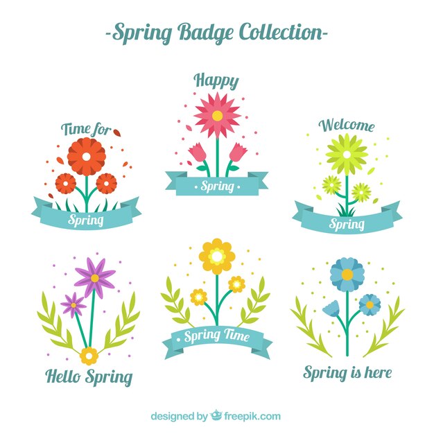 Flat spring label or badge collection