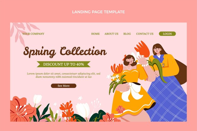 Flat spring landing page template