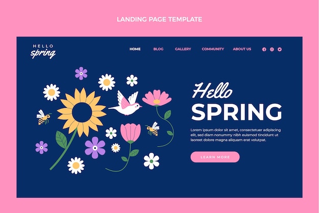 Flat spring landing page template