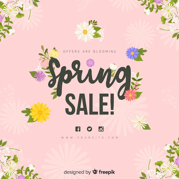 Flat spring sale background