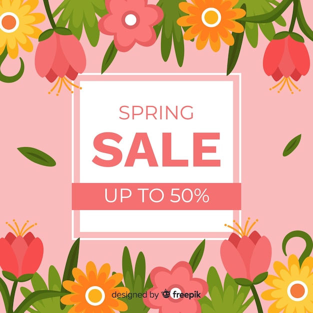 Flat spring sale background