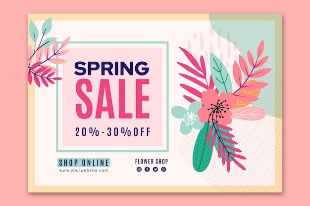 Flat spring sale banner template