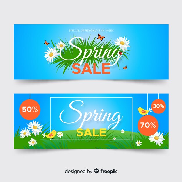 Flat spring sale banners