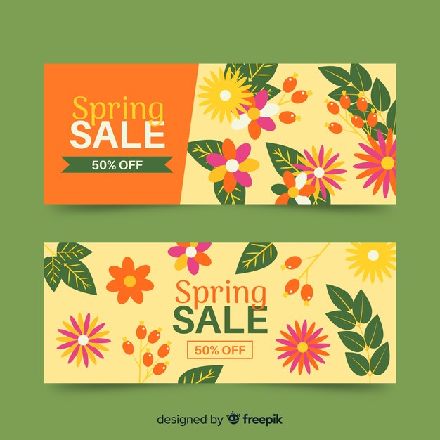 Flat spring sale banners