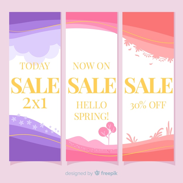 Free Vector flat spring sale banners