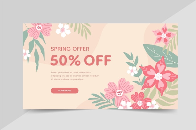 Flat spring sale horizontal banner template