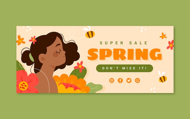 Flat spring sale horizontal banner