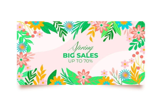 Free Vector flat spring sale horizontal banner