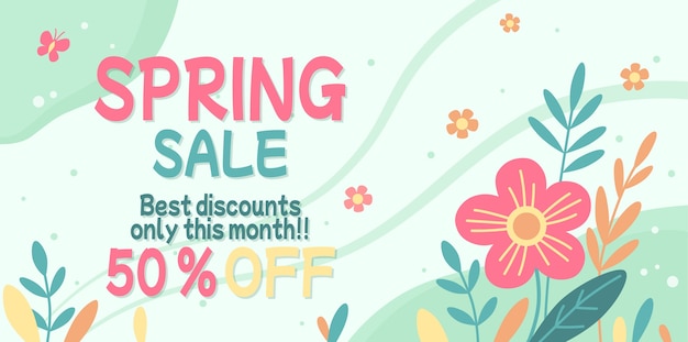 Flat spring sale horizontal banner