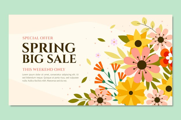 Flat spring sale horizontal banner