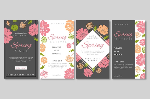 Free vector flat spring sale instagram stories