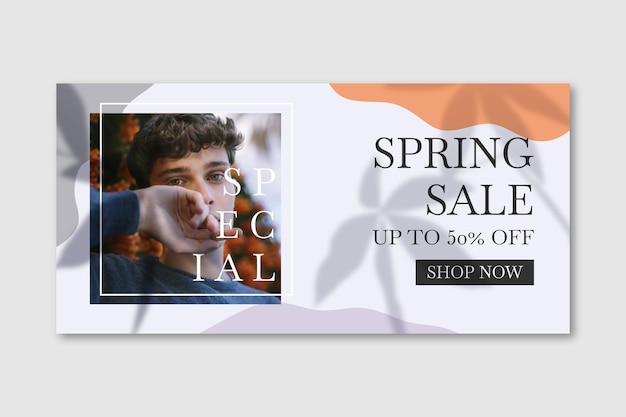 Free Vector flat spring sale promo with photo