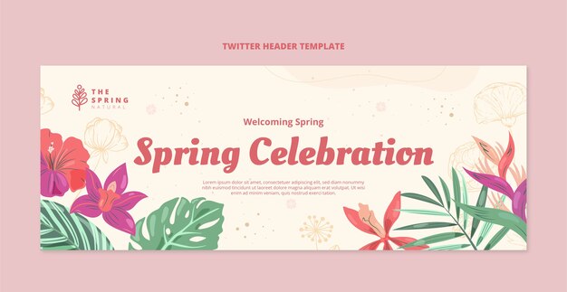 Flat spring social media cover template