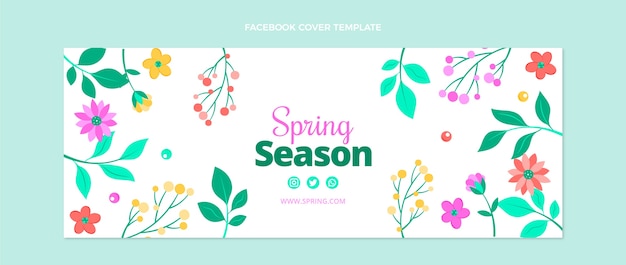 Flat spring social media cover template