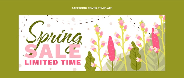 Flat spring social media cover template