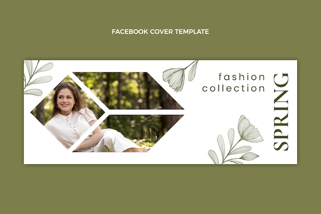 Free Vector flat spring social media cover template