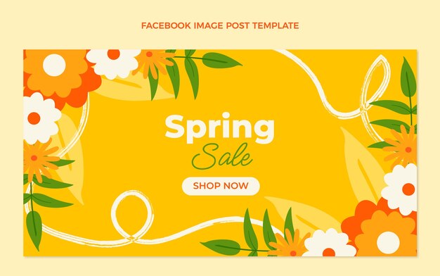 Flat spring social media post template