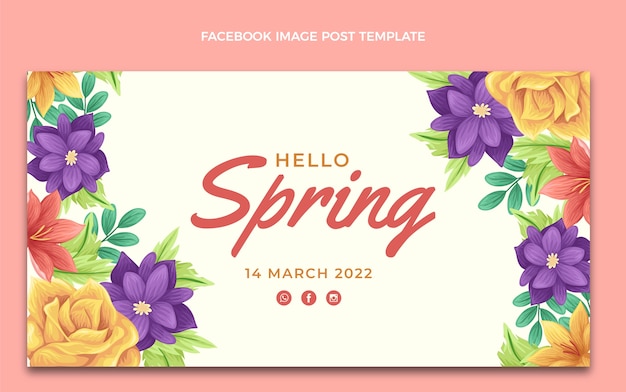 Flat spring social media post template