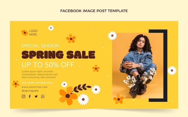 Free Vector flat spring social media post template