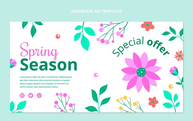 Flat spring social media promo template