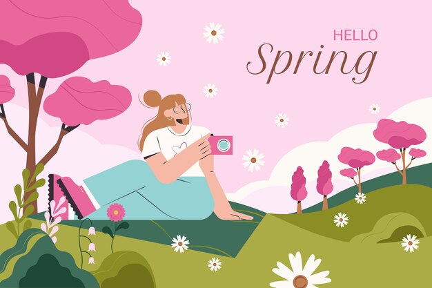 Flat spring time background