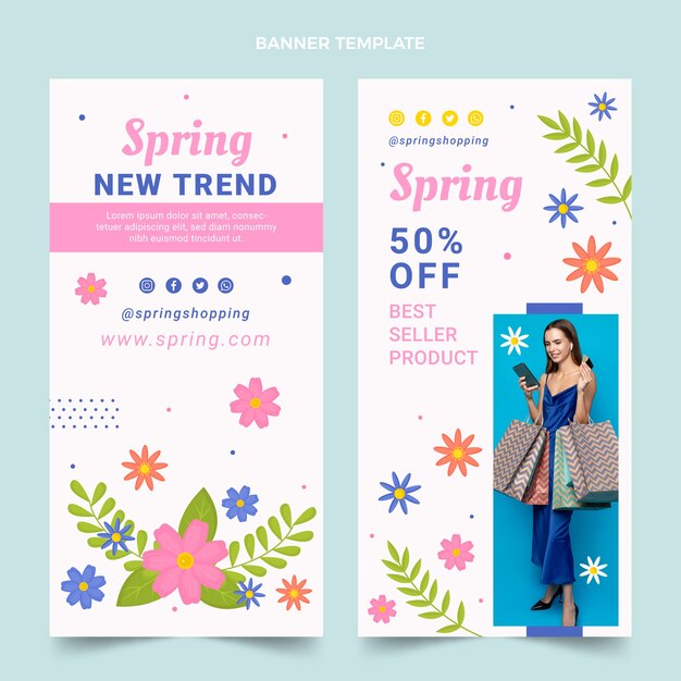 Flat spring vertical banners set